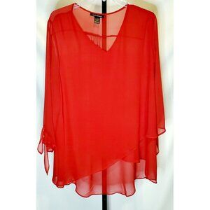 Ashley Stewart Plus Sized Shirt- Red Long Sleeve 18/20W - Light weight beautiful